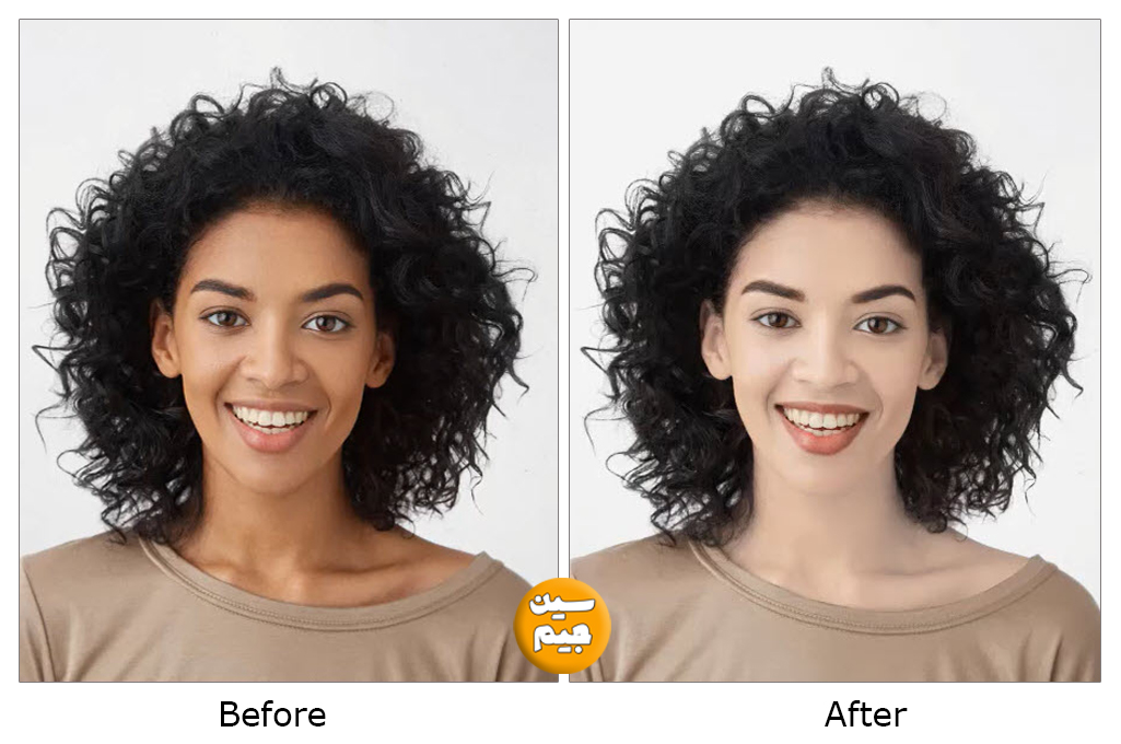 قبل و بعد روشن کردن پوست در آموزش رایگان روتوش عکس در فتوشاپ